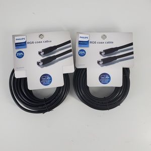Philips RG6 Coax Cable 25 ft. Audio Video Connect Antenna Satellite F Screw On 2